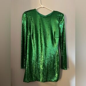 Alessia Sequin Mini Dress in Bright Green
BARDOT